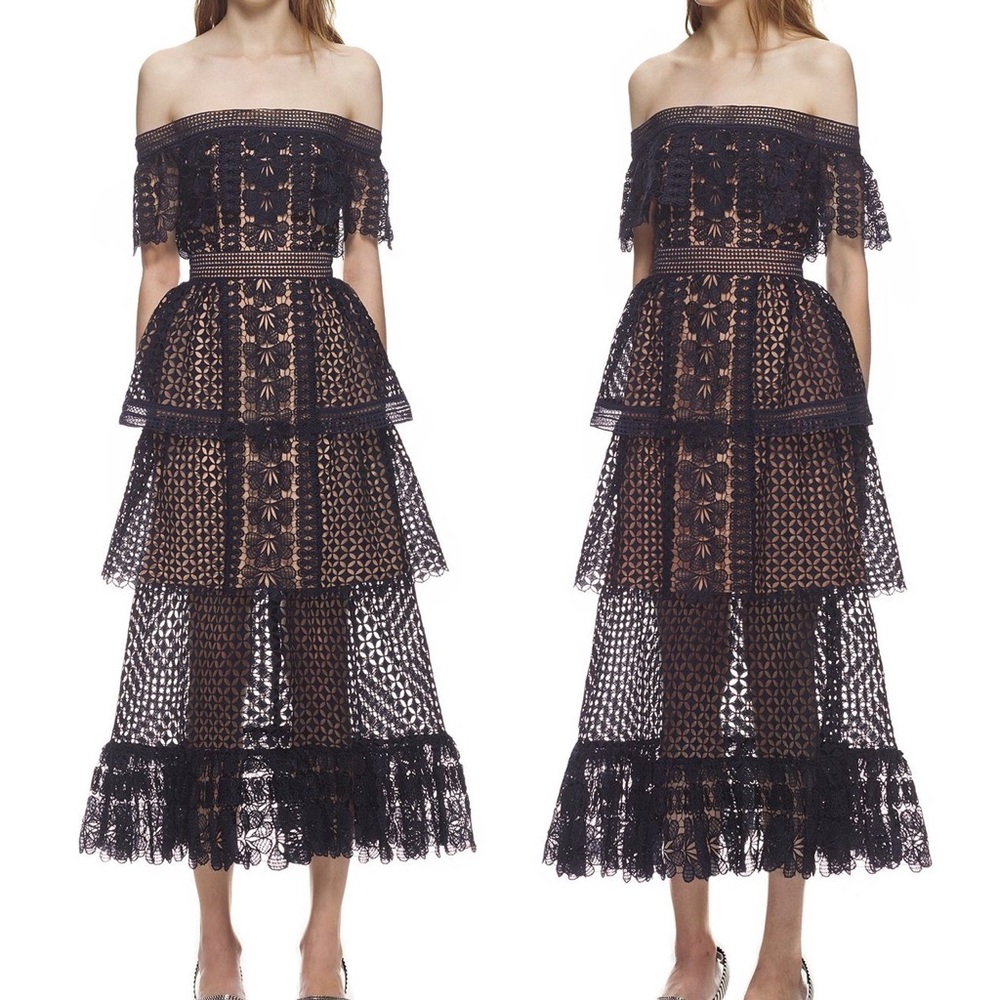 NWT Authentic Off Shoulder Guipure Dress UK 8 - Picture 4 of 6